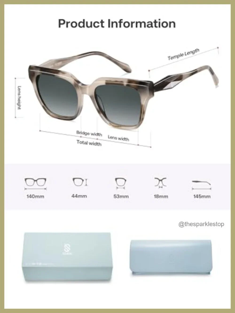 Acetate Polarized Oversize Square Sunglasses for Women UV400